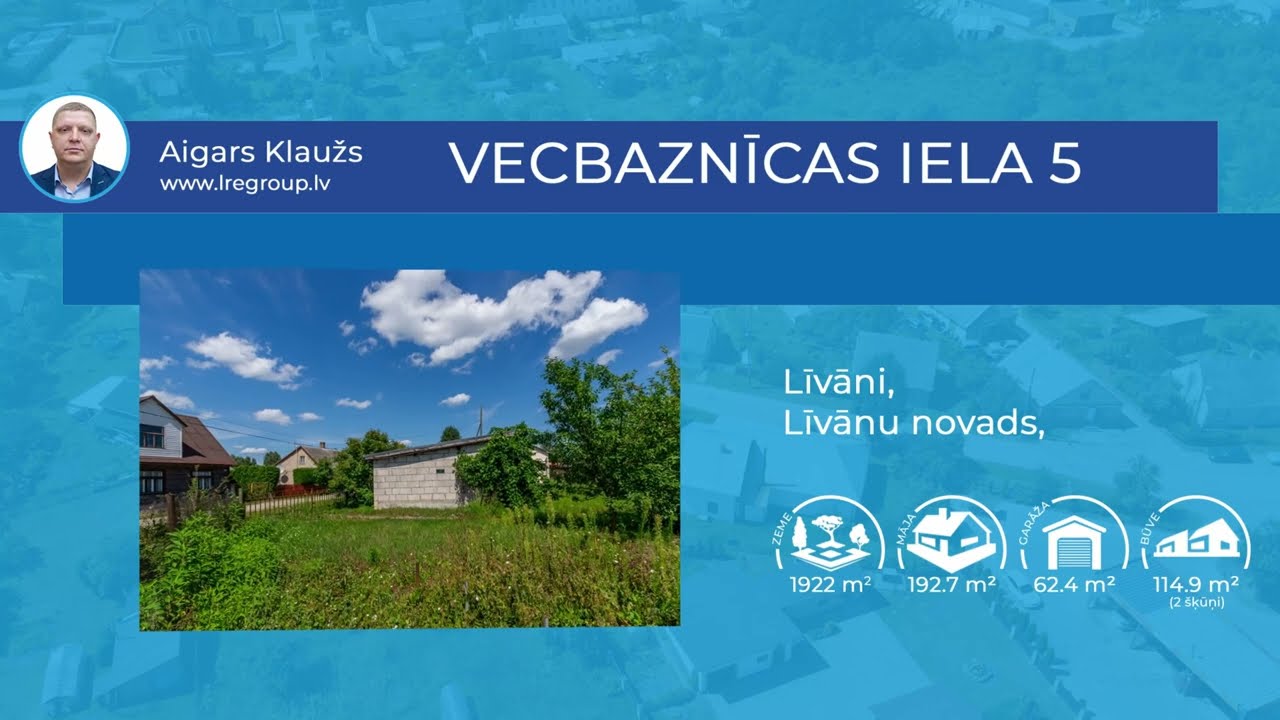 PĀRDOD: 192.7 m² veikals – dzīvojamā māja, 1922 m² zeme, Vecbaznīcas iela 5, Līvāni.