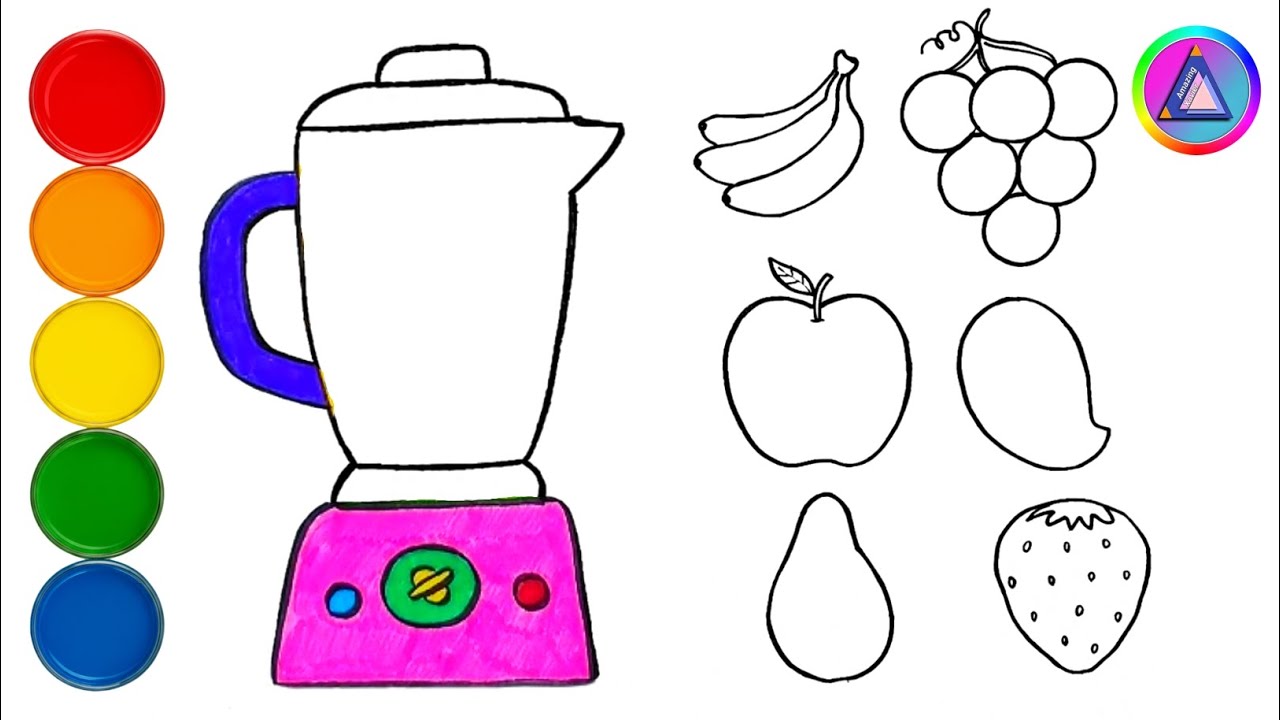 🍓🥭 Drawing and Coloring Fruits Blender for Kids | Easy Drawing 