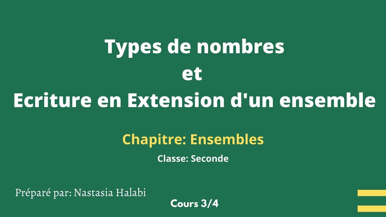 Ensembles: Type de nombres - ecriture en extension d'un ensemble