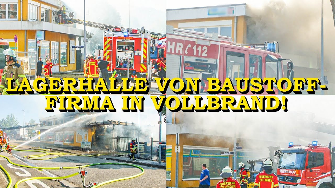 [MILLIONENSCHADEN BEI GROSSBRAND] - LAGERHALLE VON BAUSTOFF-FIRMA IN VOLLBRAND - | FEUERWEHR