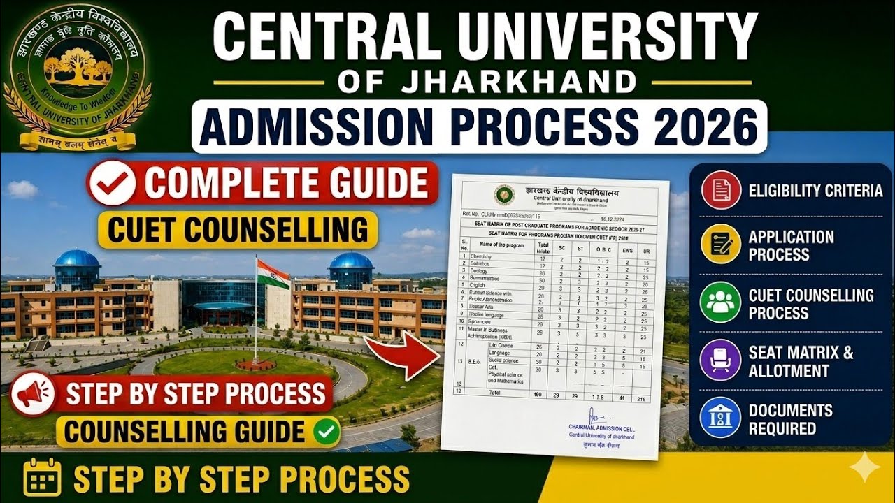 Central University of Jharkhand Admission 2026 | Complete Counselling Process | admission process
