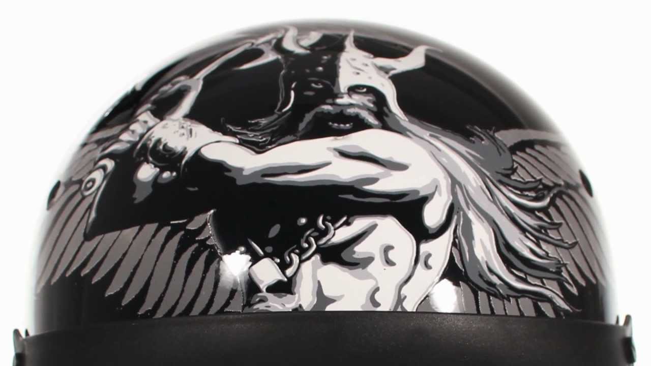 Outlaw T72 Viking Dual Visor DOT Half Helmet at LeatherUp.com