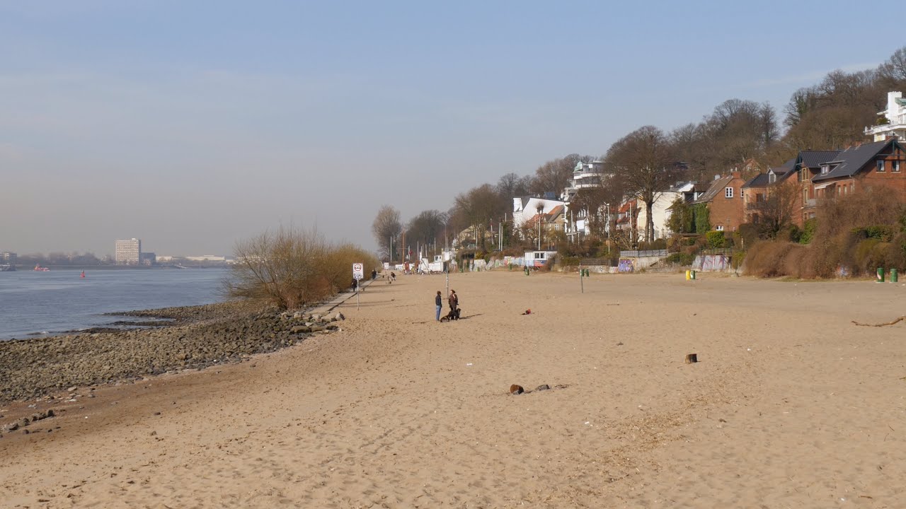 Hamburg, Germany: &Ouml;velg&ouml;nne, Elbufer, Elbstrand (Elbe Beach) - 4K UHD Video Image