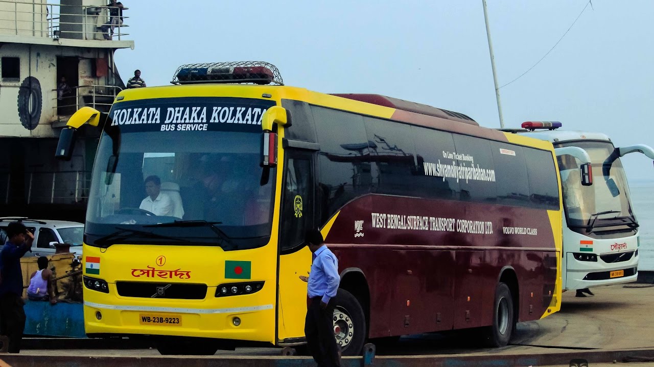 Shohagh Scania, Eagle AK1J, BRTC leyland, Shouhardo Duos VOLVO B7R are getting down from ferry.