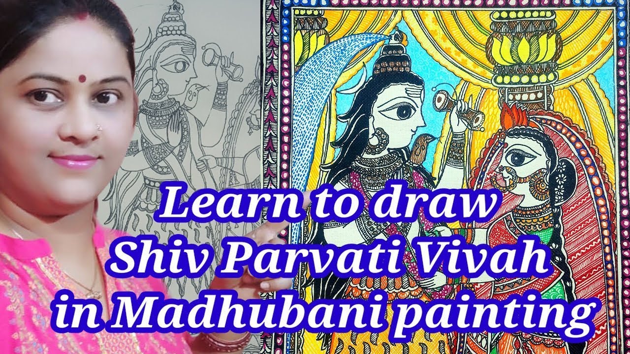 Mahashivratri Special,  Shiv Parvati Vivah Madhubani painting for beginners