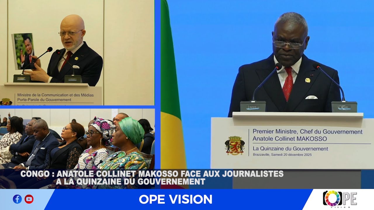 CONGO:ANATOLE COLLINET MAKOSSO FACE AUX JOURNALISTES A LA QUINZAINE DU GOUVERNEMENT