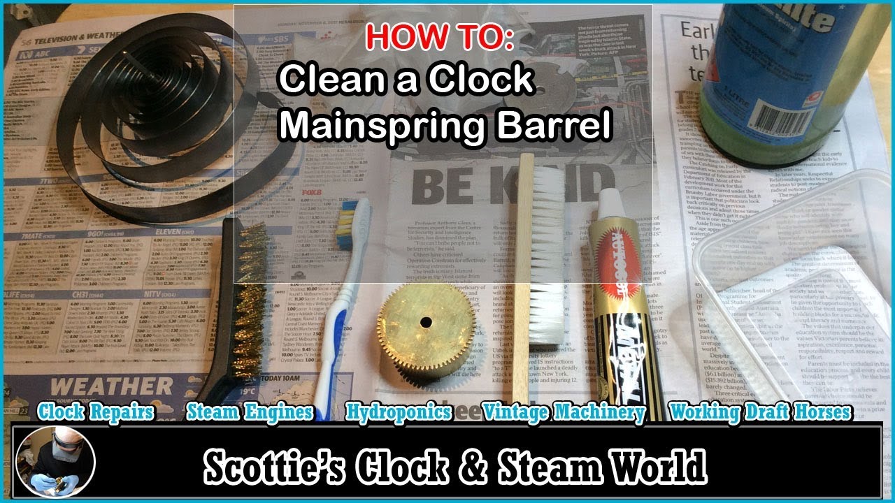 Cleaning and polishing an old clock spring barrel #americanclockrepairs