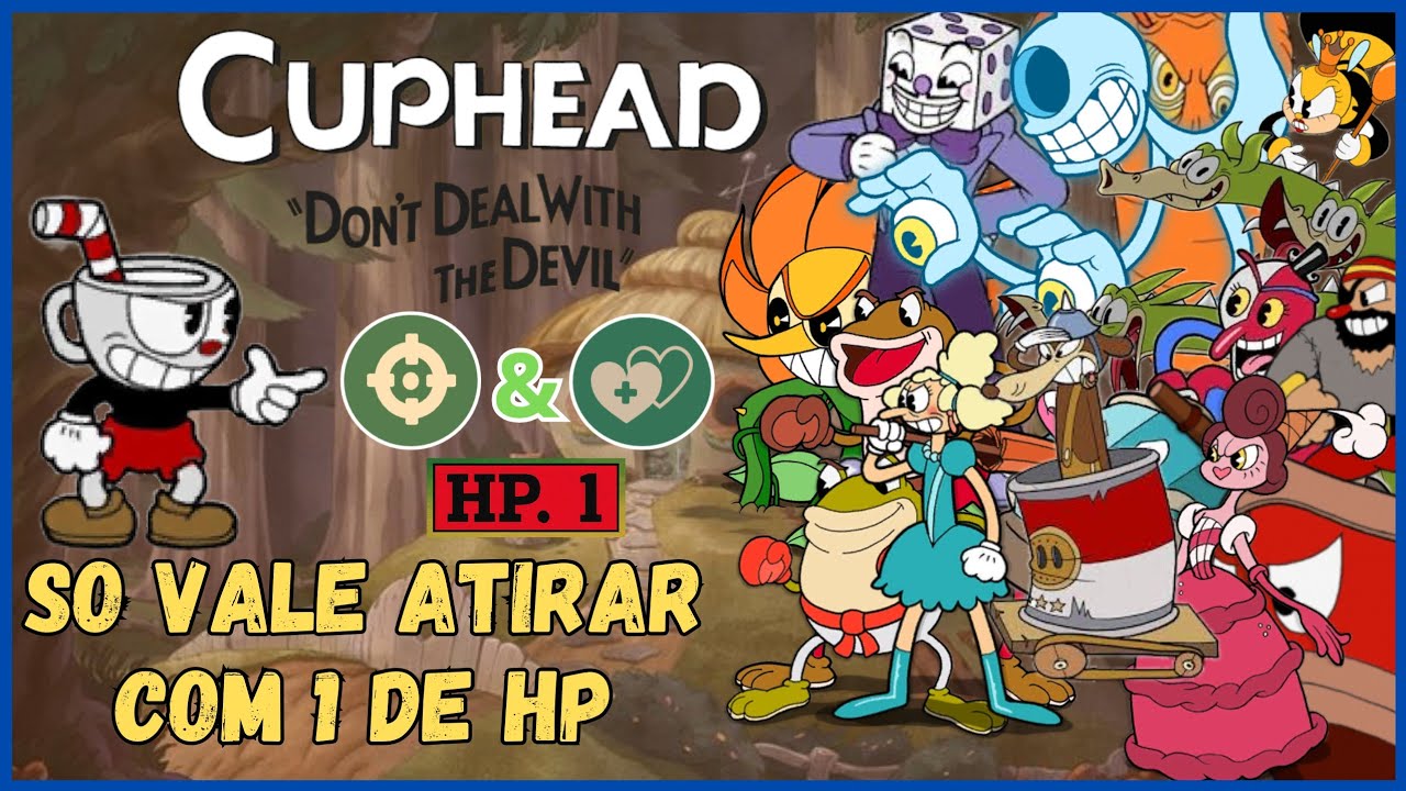 CUPHEAD com 1 de HP! TODOS os CHEFES DERROTADOS com TIRO PERSEGUIDOR e CORA&Ccedil;&Atilde;O DUPLO! #cuphead