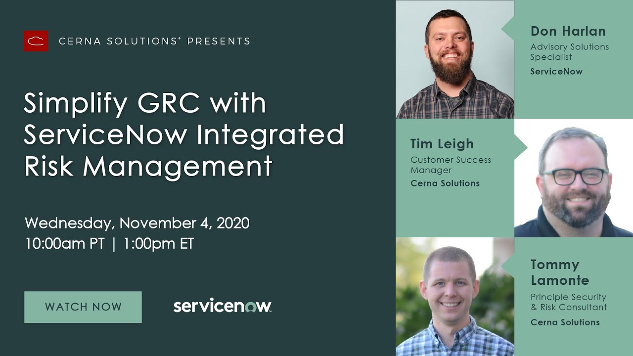 Webinar: Simplify GRC with ServiceNow Integrated Risk Management