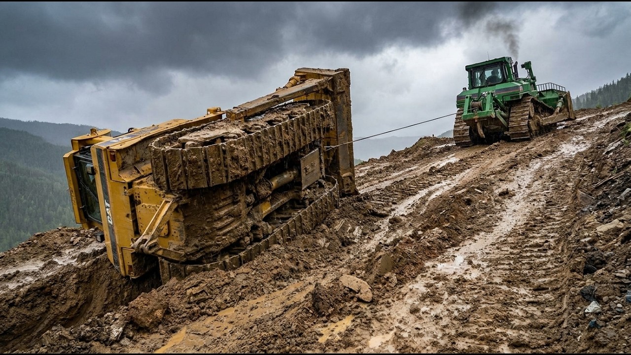 How Terrible Can Heavy Machinery Get Stuck on Trapped Roads? | Giant machines on treacherous roads