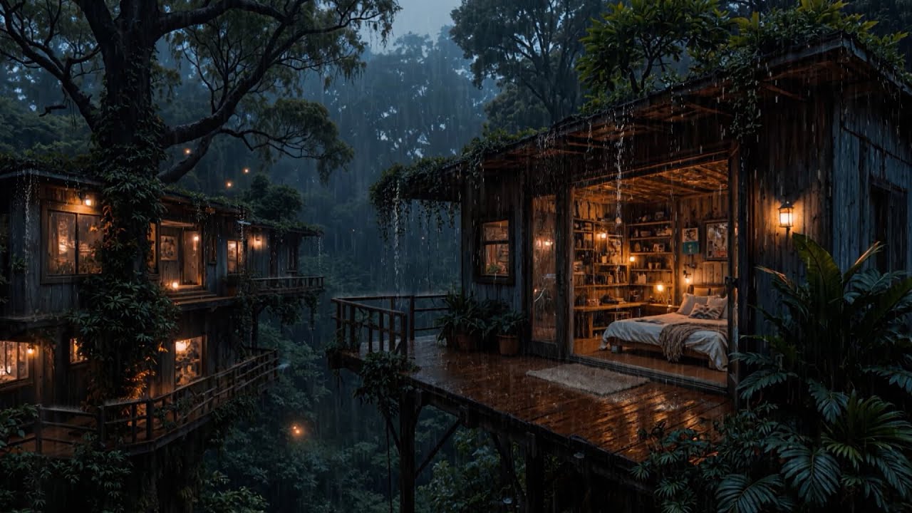 Gentle Rain Falling Softly on a Cozy Cabin in the Woods 🌲 | Peaceful Rain Sounds for Deep Sleep