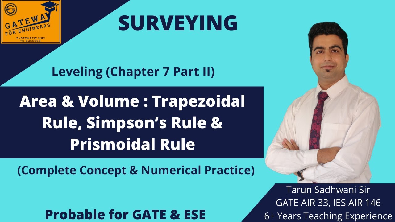 Area & Volume : Trapezoidal Rule Simpson’s Rule & Prismoidal Rule | GATE Civil Engineering Surveying