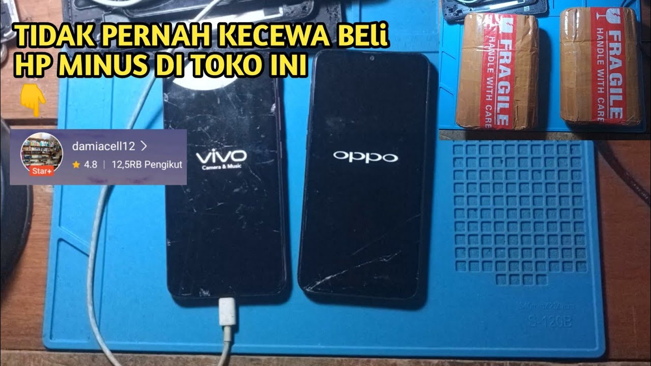Unboxing 2 paket hp minus/layar retak (layak pakai)