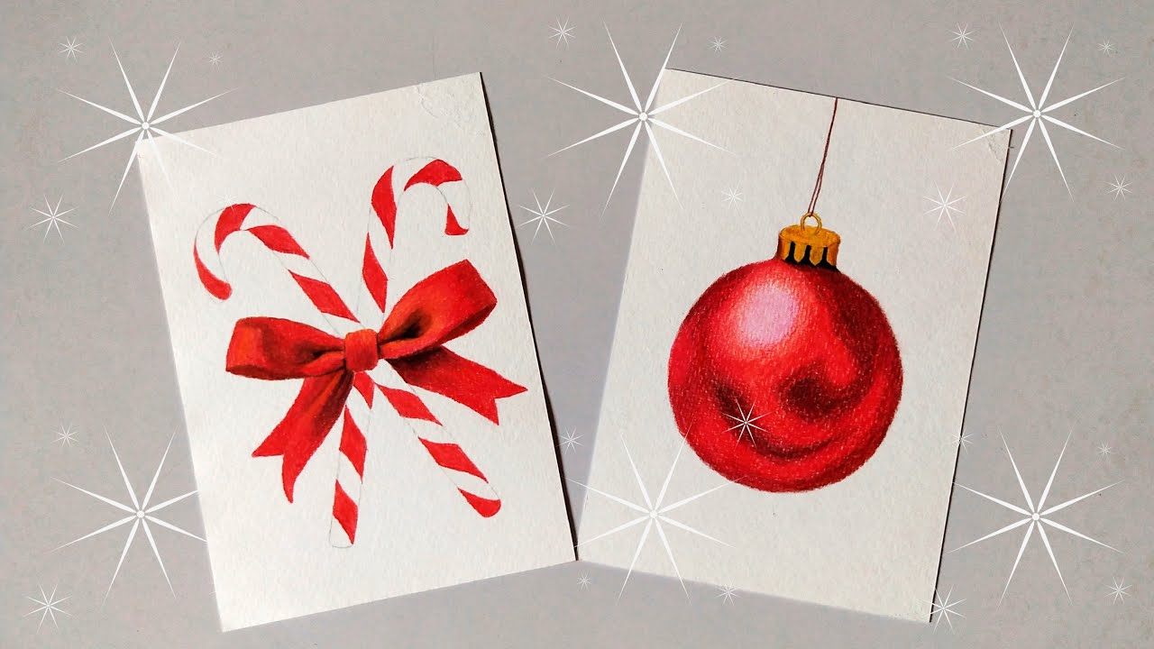 Christmas Greeting Card Drawing using Colored Pencils