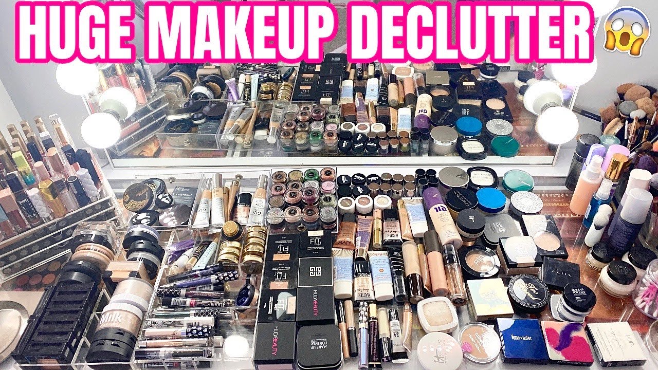 HUGE MAKEUP COLLECTION DECLUTTER | BEAUTY ROOM DECLUTTER KELLY STRACK