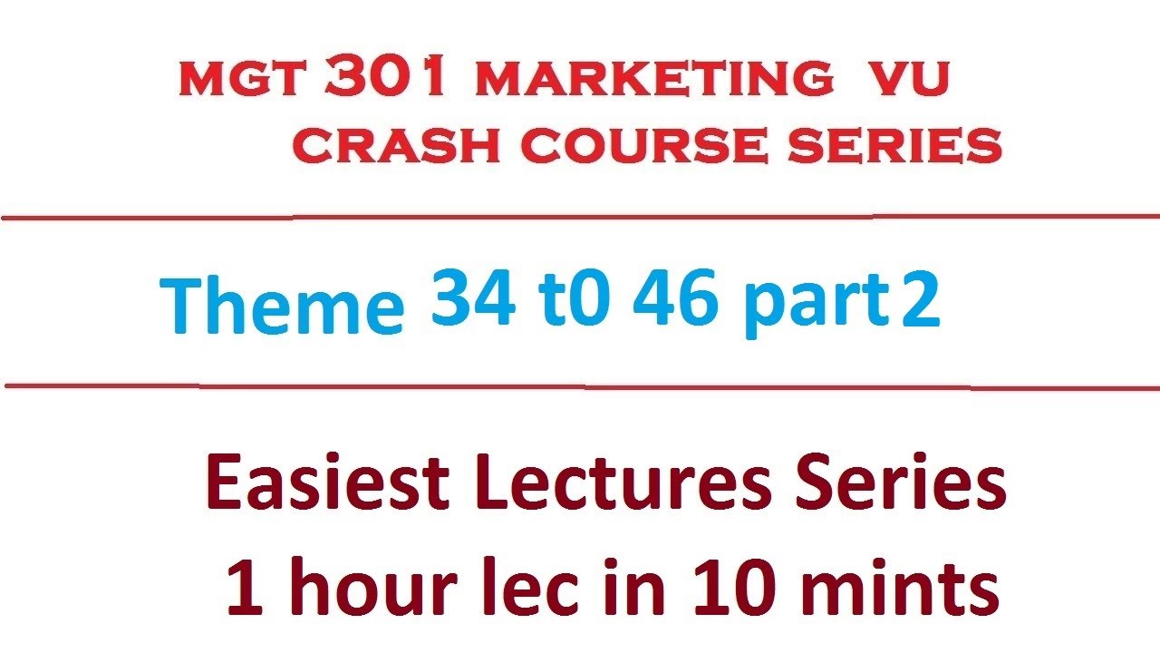 MGT301 Principles of Marketing Virtual University Crash Course Theme 3 Topic 34 to topic 46 Part 2