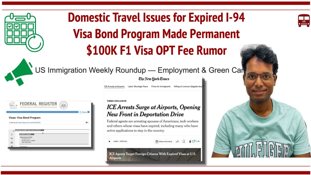 Domestic Travel Risk for I-94 Expired Visa Holders, B1/B2 Visa Bond Final, $100K F1 OPT Fee Truth