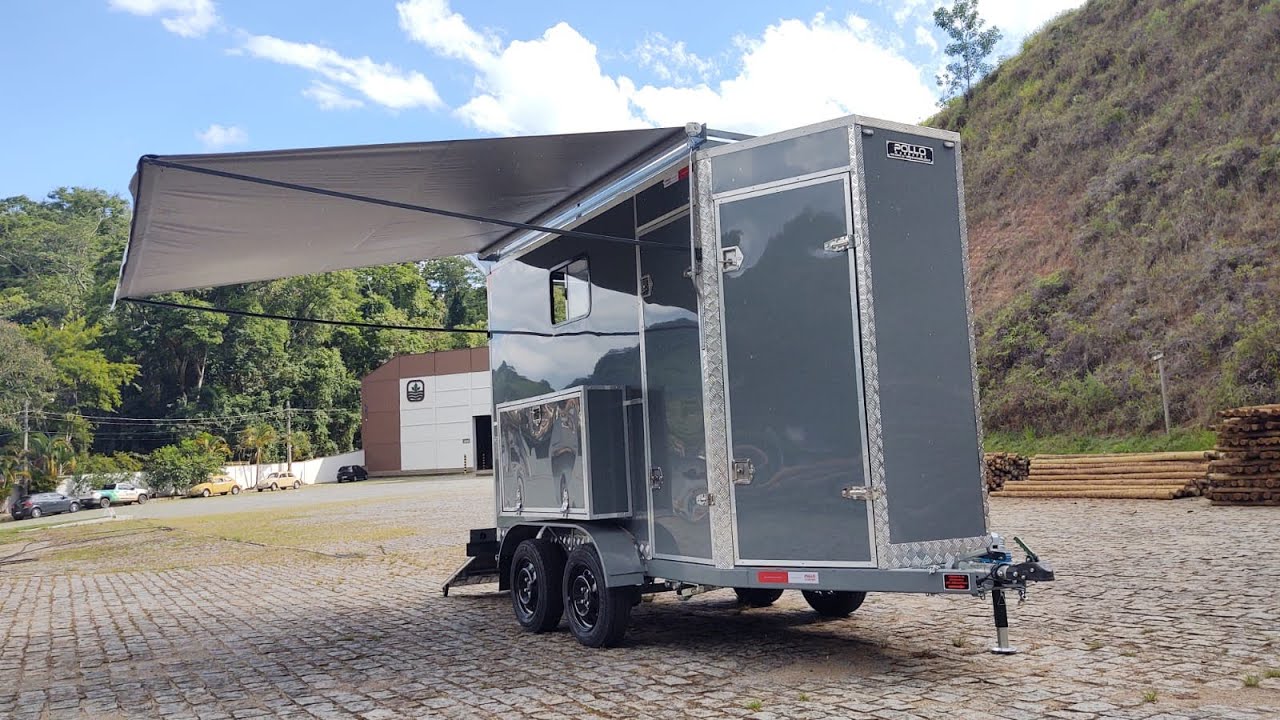Trailer Reboque Com Toldo  Espaço para Cozinha Banheiro Carretinha Mini Trailer