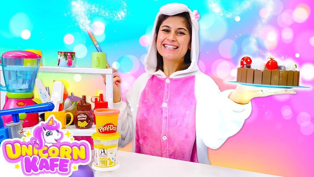Ayşe ile Unicorn kafe. Play Doh hamur oyunları! Kız çocuklar için seçkin bölümler