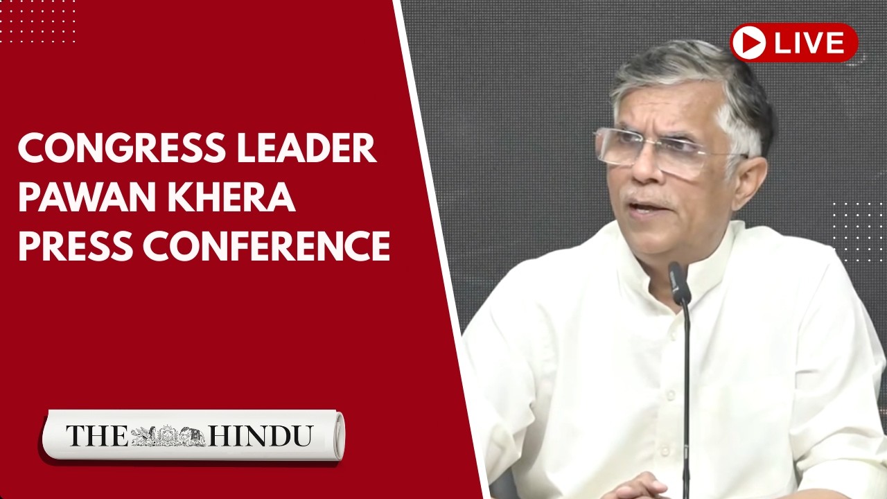 Congress spokesperson Pawan Khera addresses press briefing at party office in New Delhi