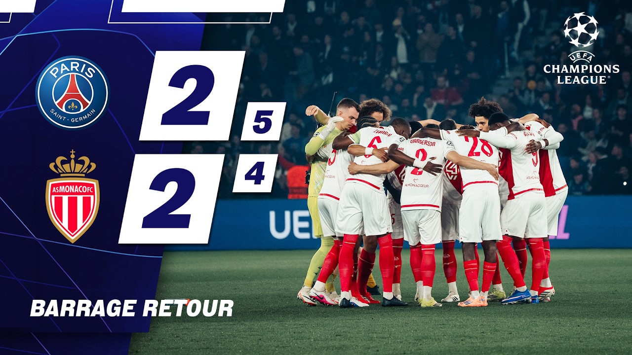 R&eacute;sum&eacute;, PSG 2-2 AS Monaco - Barrages Champions League