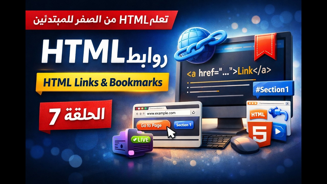 روابط HTML | تعلم HTML من الصفر للمبتدئين HTML Links & Bookmarks – Episode 7
