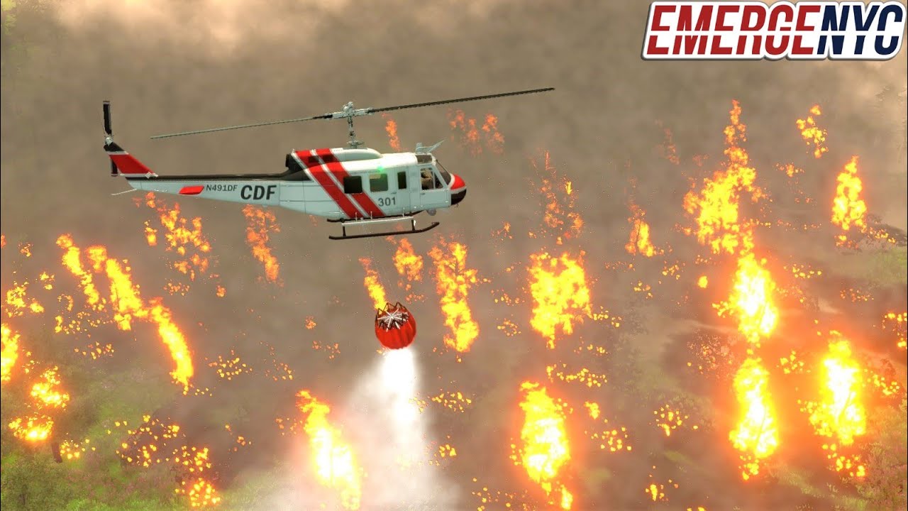 EmergeNYC Firefighting Helicopter Dropping Water On A Wildfire In Montgomery County