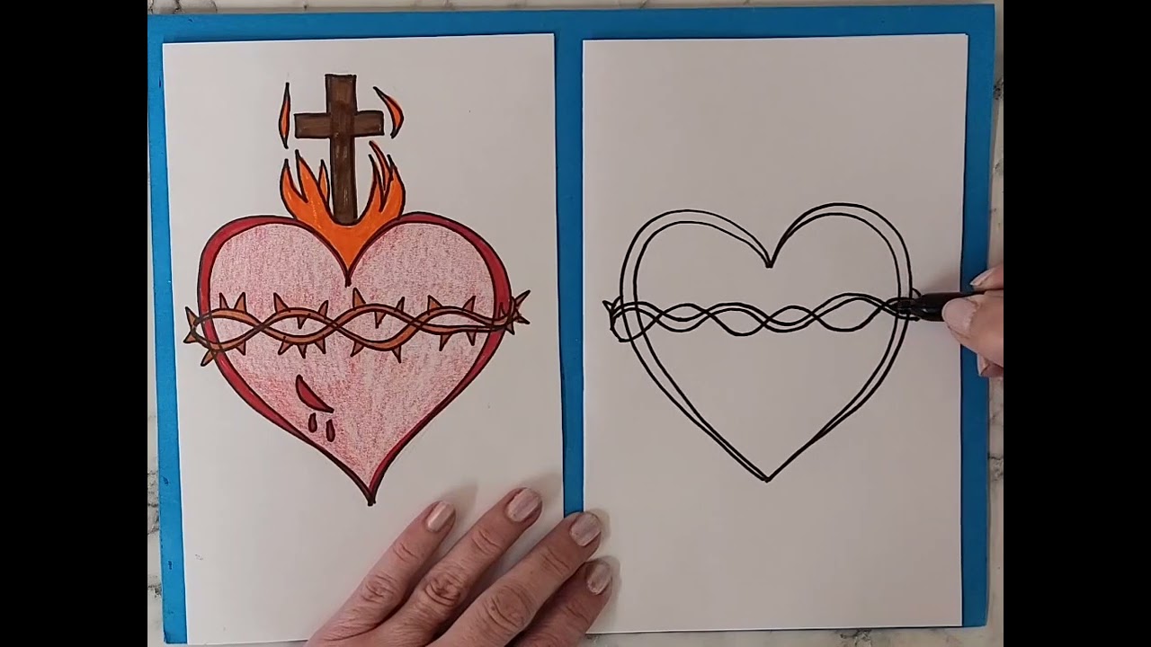 How to draw the Sacred Heart of Jesus easy step by step @artmakeslifemeri