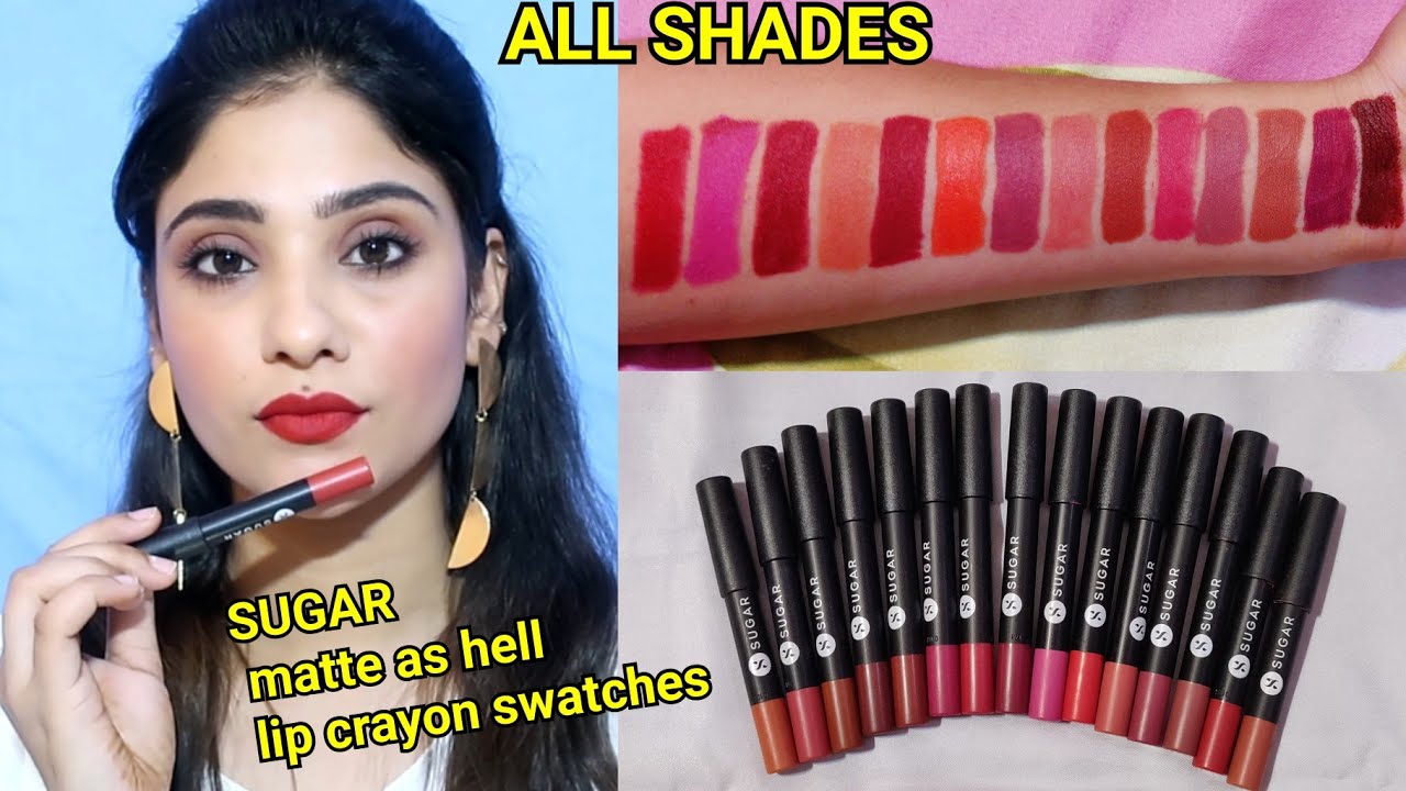 *SUGAR * Matte as hell lipcrayon lipswatches || *All shades*