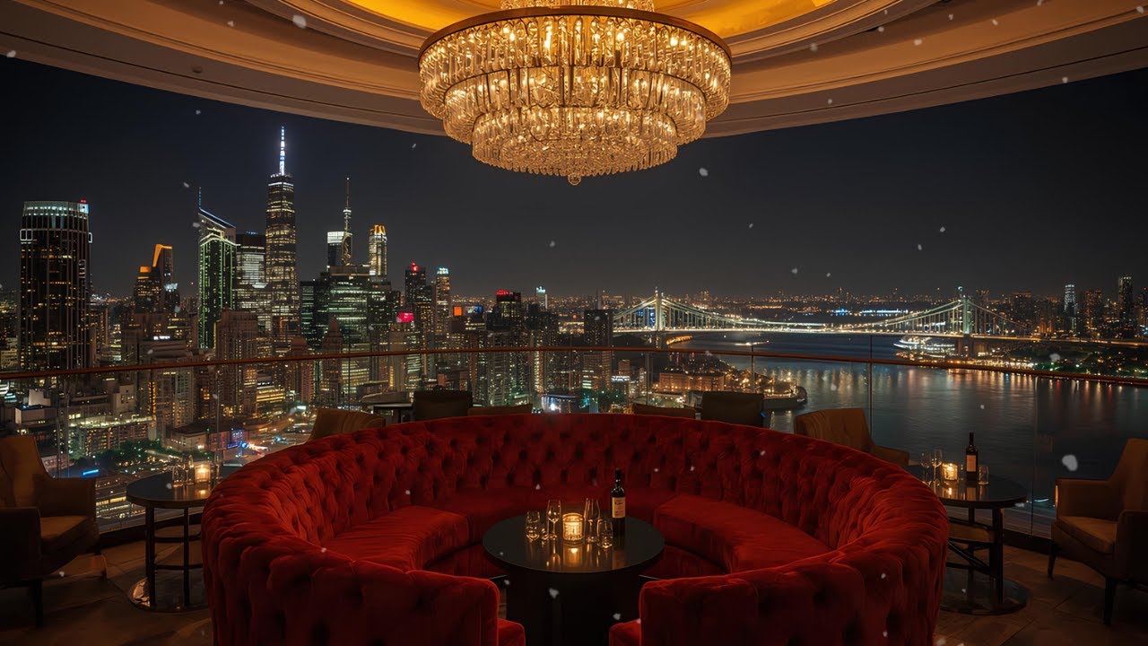 Luxury Rooftop Lounge Jazz ✨ Elegant Night Music with City Skyline Views