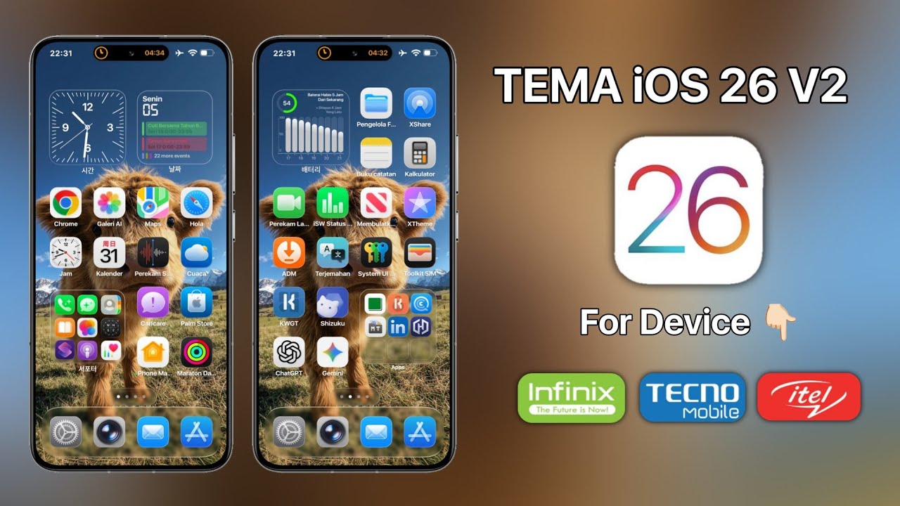 TEMA iOS 26 V2, ДЛЯ INFINIX/TECNO/ITEL, TERBARU 2026