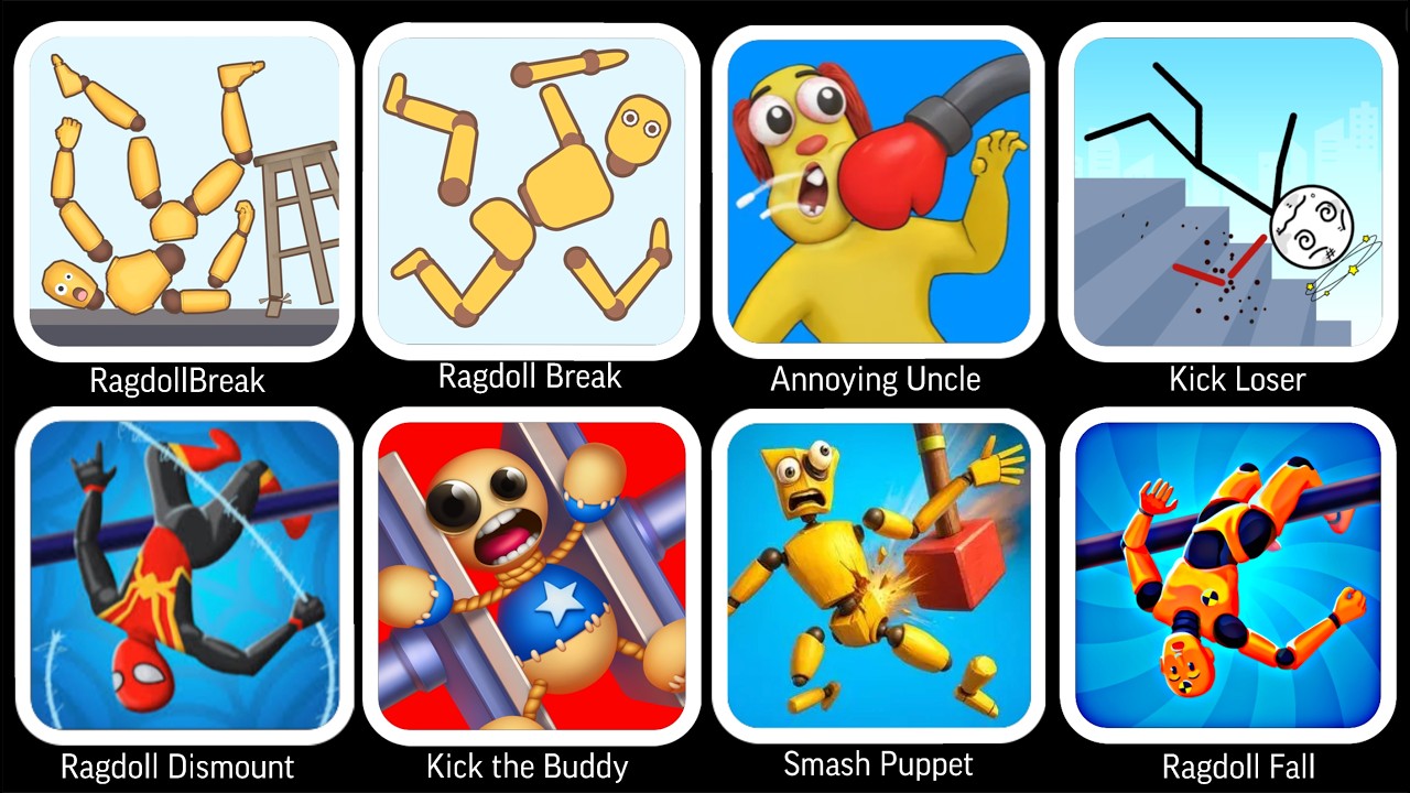 Roblox,Sprunki Survival,Ragdoll Falls,Ragdoll Break,Kick the Buddy,Annoying Uncle Punch,Kick Loser