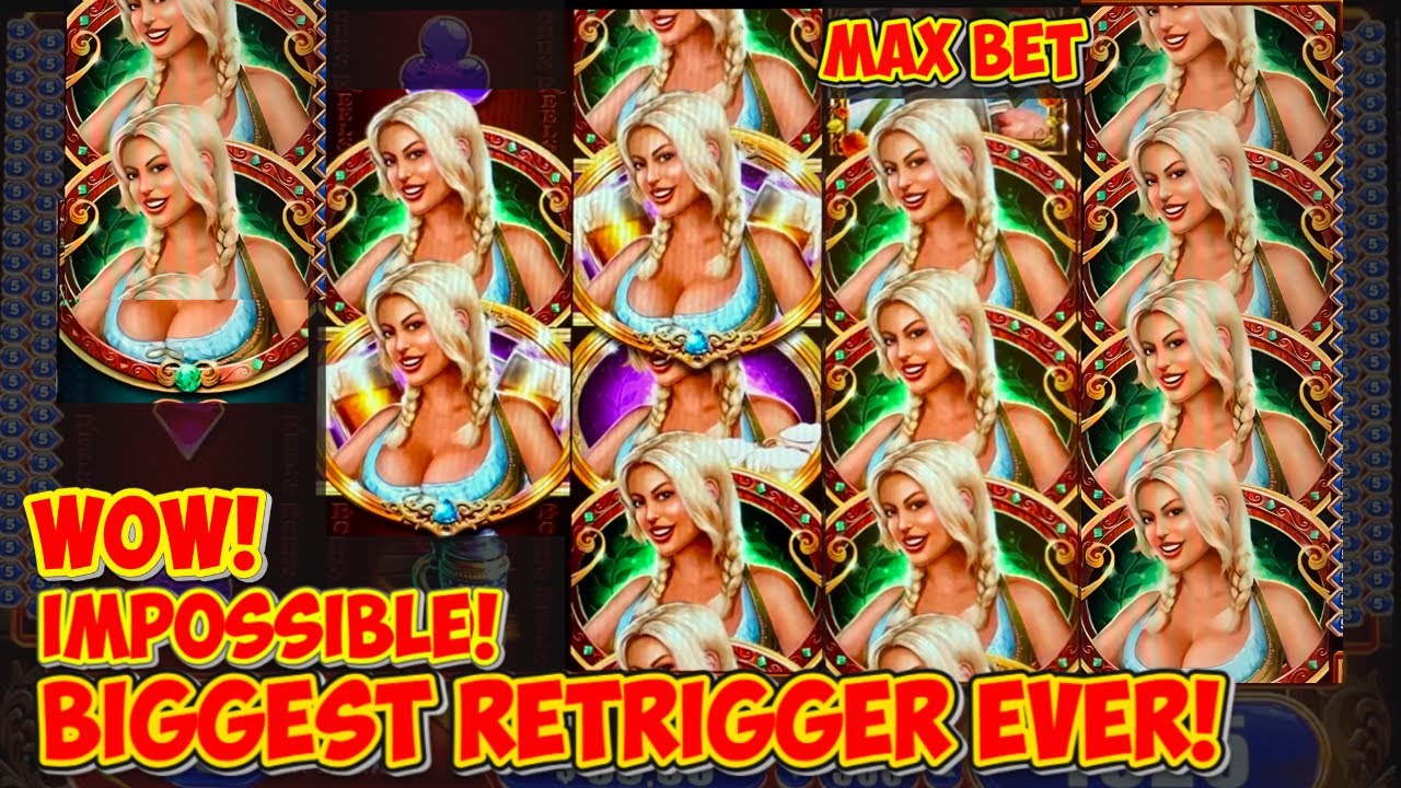 BIGGEST RETRIGGER EVER INSANE HUGE JACKPOT WIN on Bier Haus Slot Machine! 💥 WMS Classic MAX BET Live