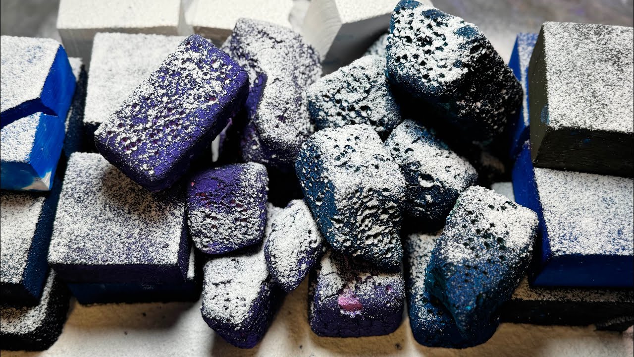 Perfect line up of reformed, dyed, pasted and plain chalk