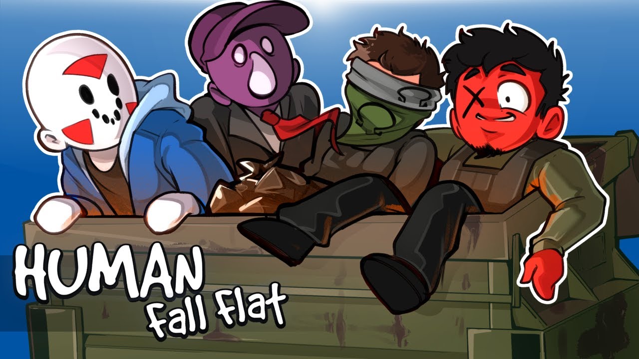 Human Fall Flat — гонки на картах, пол — лава и горка из мусора! (3 карты)