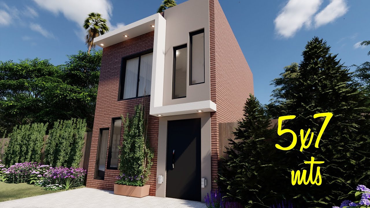 Casa pequeña de 5x7 metros con 2 dormitorios | Planos de casas pequeñas