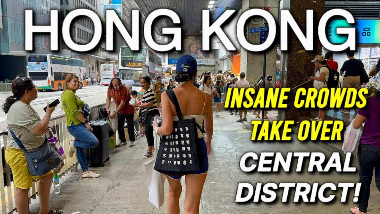 Walking HONG KONG - CENTRAL DISTRICT 2025 🇭🇰 Statue Square to Central Pier Through INSANE CROWDS!