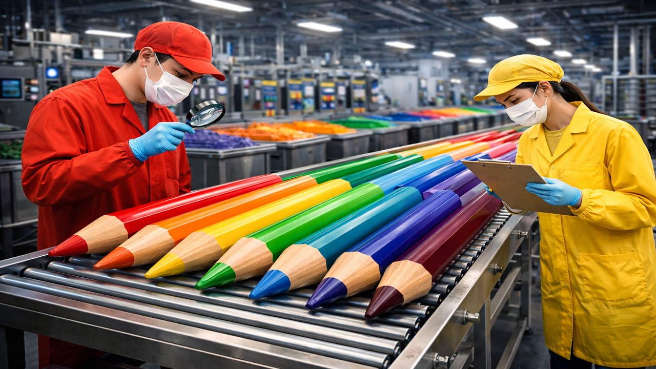 CÓMO se HACEN LÁPICES de COLORES en MEGA FÁBRICAS: De Pigmentos a Sets (PROCESO) | En Masa