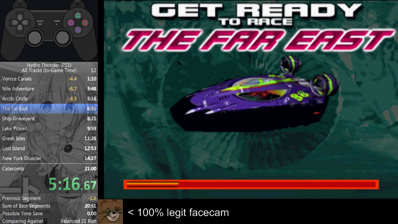Hydro Thunder(PS1) All Tracks in 20:49.67(IGT)