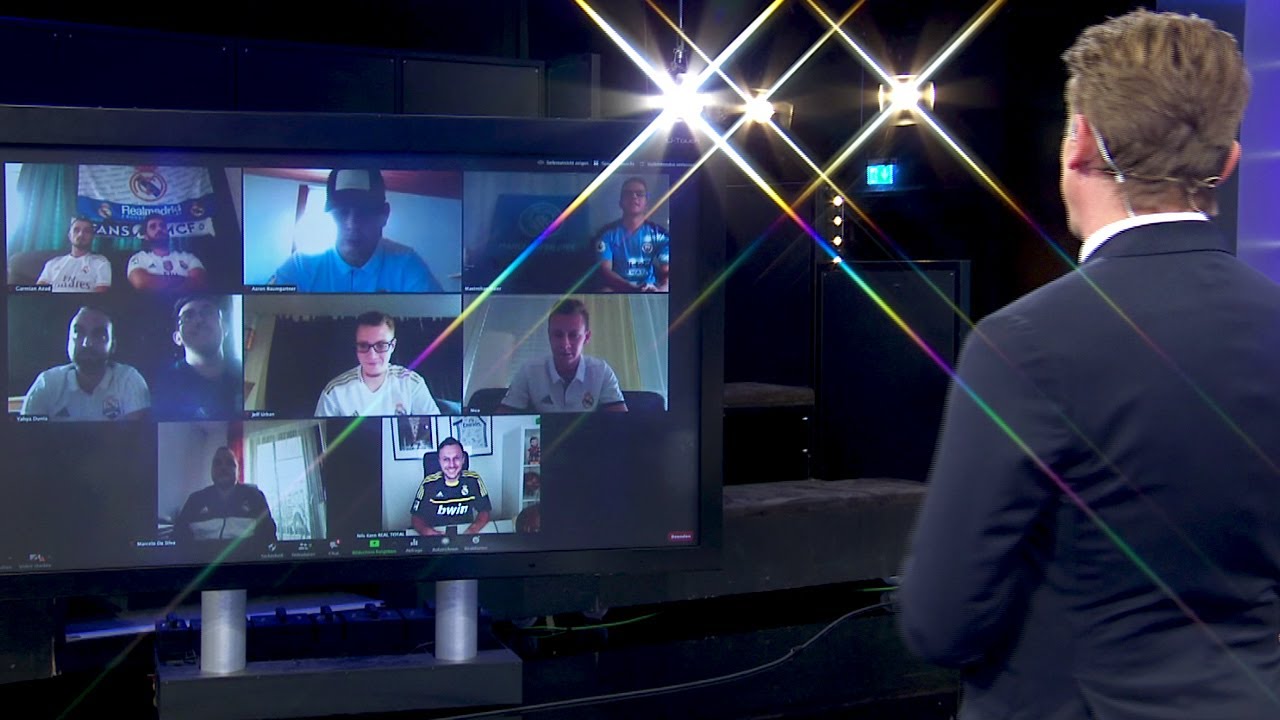 Gegen ManCity: Nils Kern im SKY Studio mit anderen Real-Fans