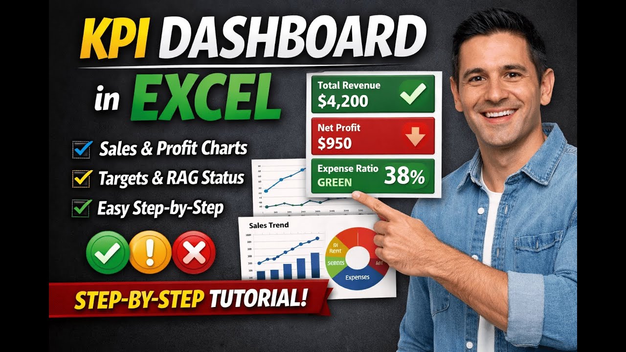 Панель мониторинга KPI в Excel для малого бизнеса (Часть 1) | Пошаговое руководство по целевым по...