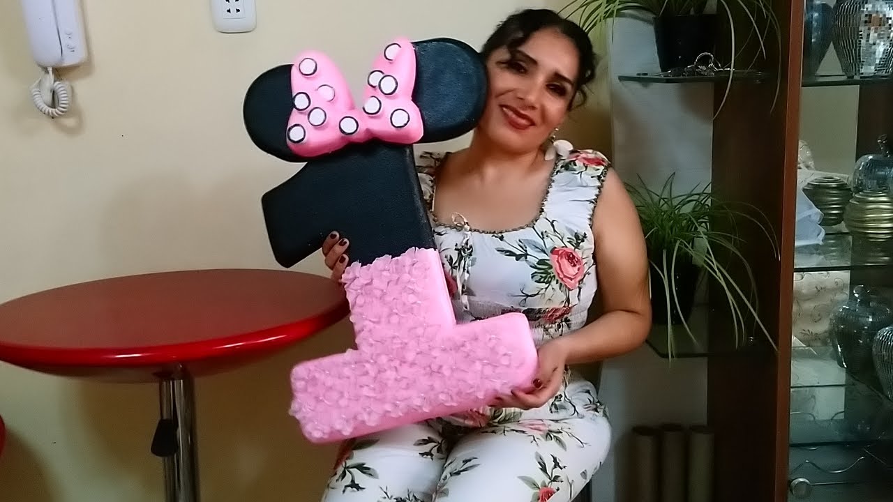 ✔13° CLASE CON SOLANGE: COMO HACER UN NUMERO DE LA TEMÁTICA MINNIE BEBE EN TECNOPOR.