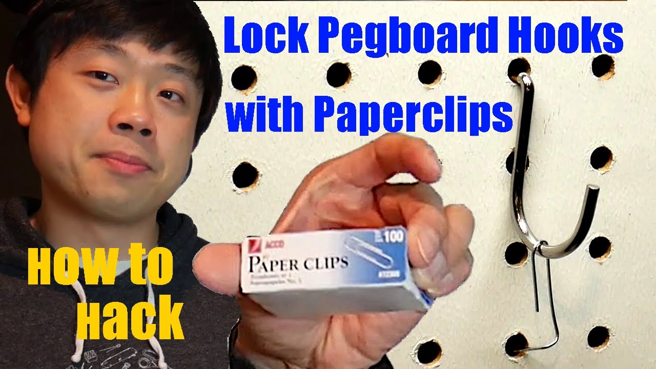 How to Quickly Secure Any Pegboard Hook With A Paper-Clip, Keep All Pegboard Hooks From Falling Out!