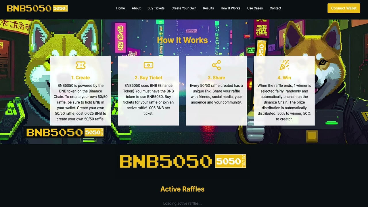 BNB5050 50/50 Raffle Dapp Binance Smart Chain