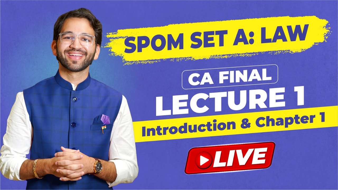 Set A: SPOM Law | DEMO Lecture 1 | MCQ Oriented Batch Corporate and Economic Law | CA Final |