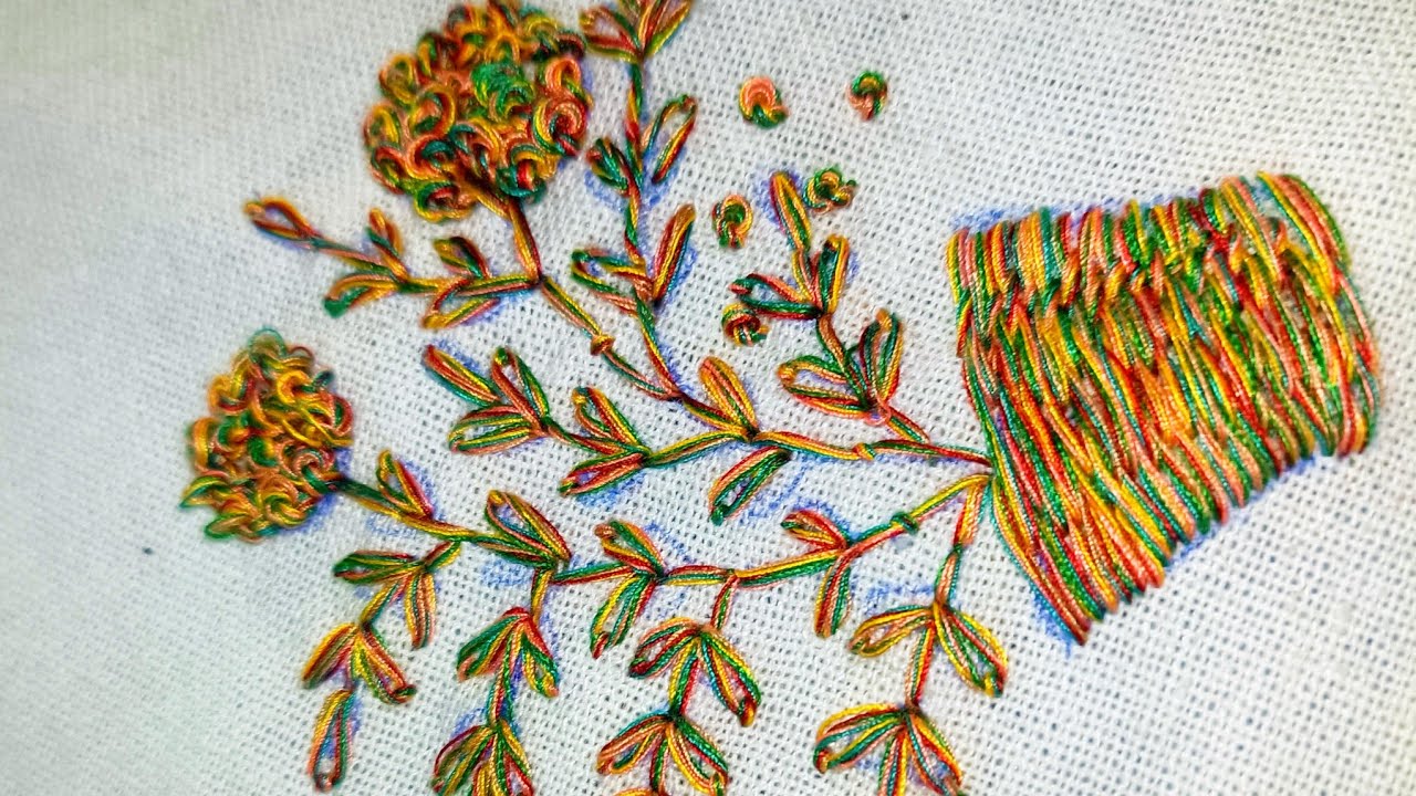 🌺 Beautiful Floral Embroidery Design✨ Hand Embroidery Magic on Fabric