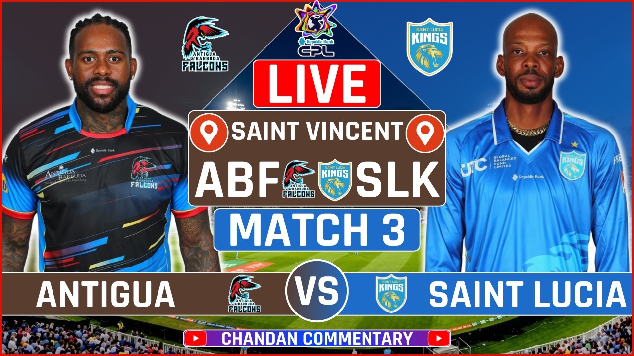 CPL 2026: Antigua & Barbuda Falcons v Saint Lucia Kings Live Score | ABF v SLK Live Audio Commentary