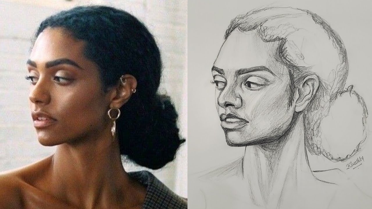 How to Draw Freehand Portrait | Female Portrait Sketch Tutorial for Beginners | Loomis Method