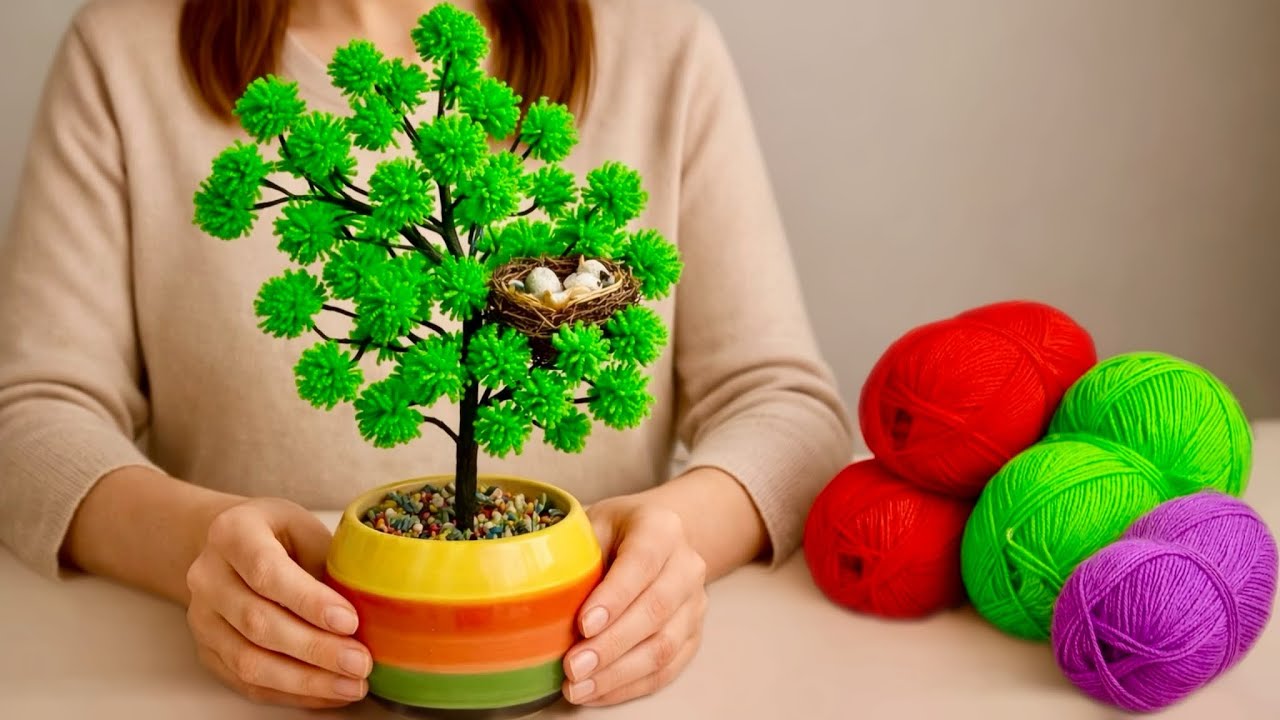 You Won’t Believe This Tree Is Made of Yarn | Anyone Can Make It🧶😍