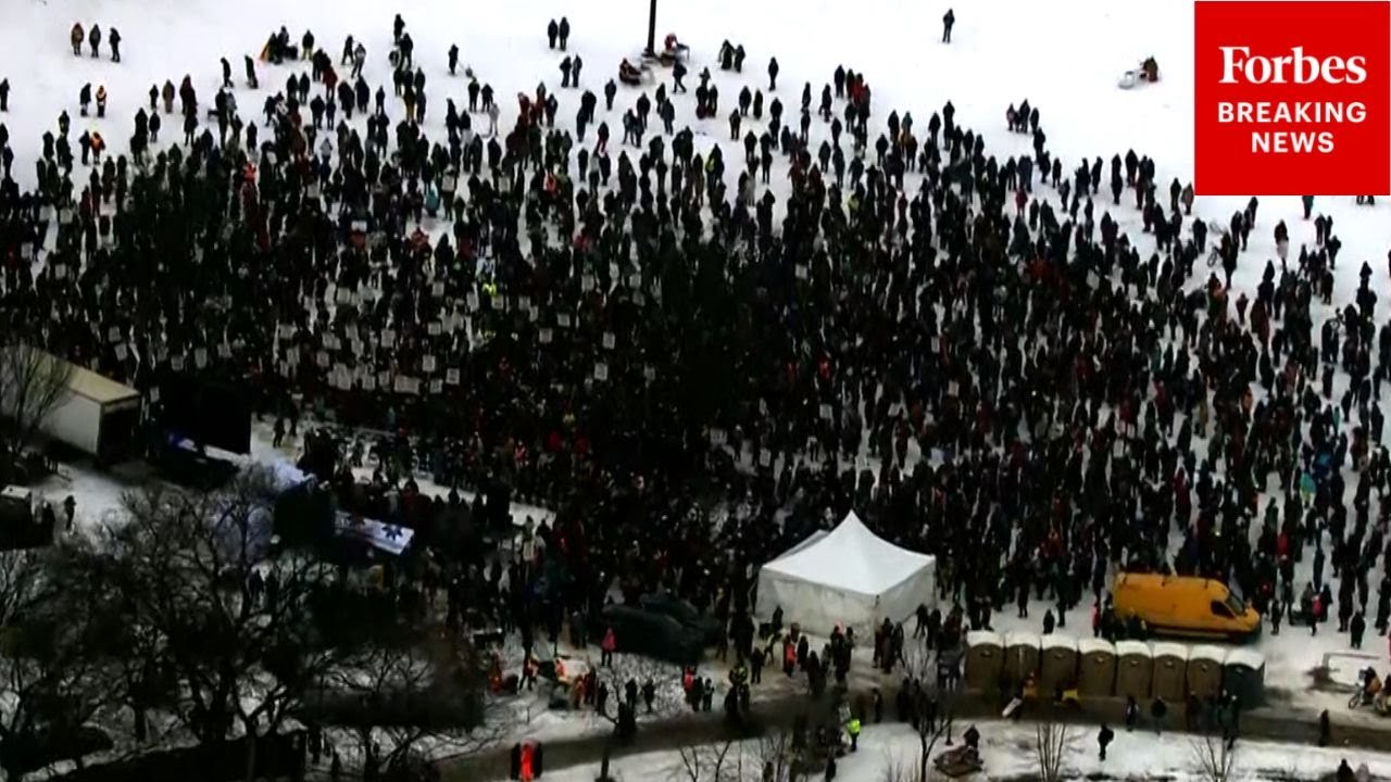 AERIAL SHOT: Mourners Gather In Minneapolis, Minnesota, For Alex Pretti, Renee Good Memorial